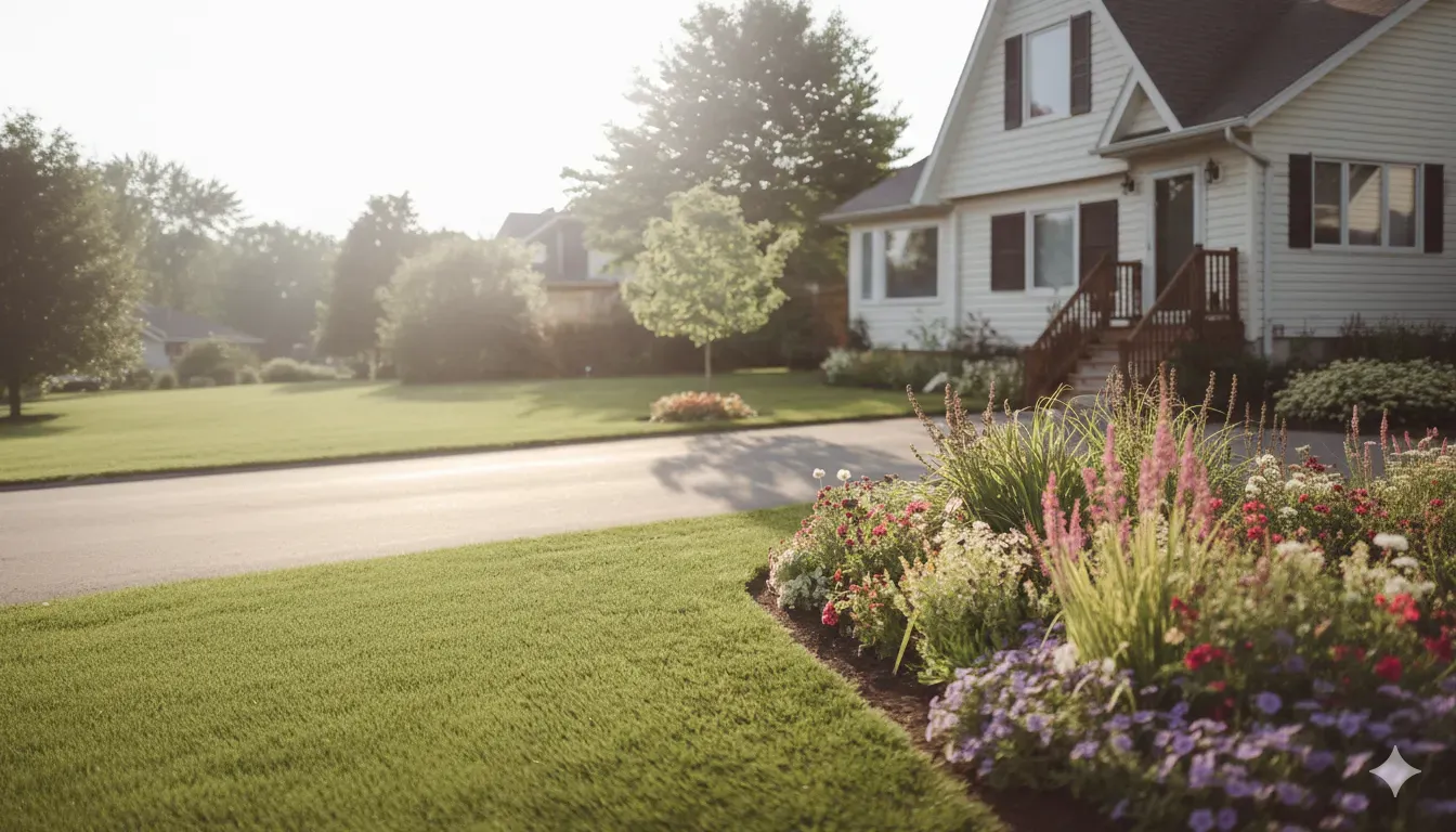 Well-maintained front lawn
